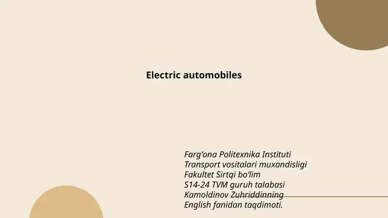 Electric automobiles
