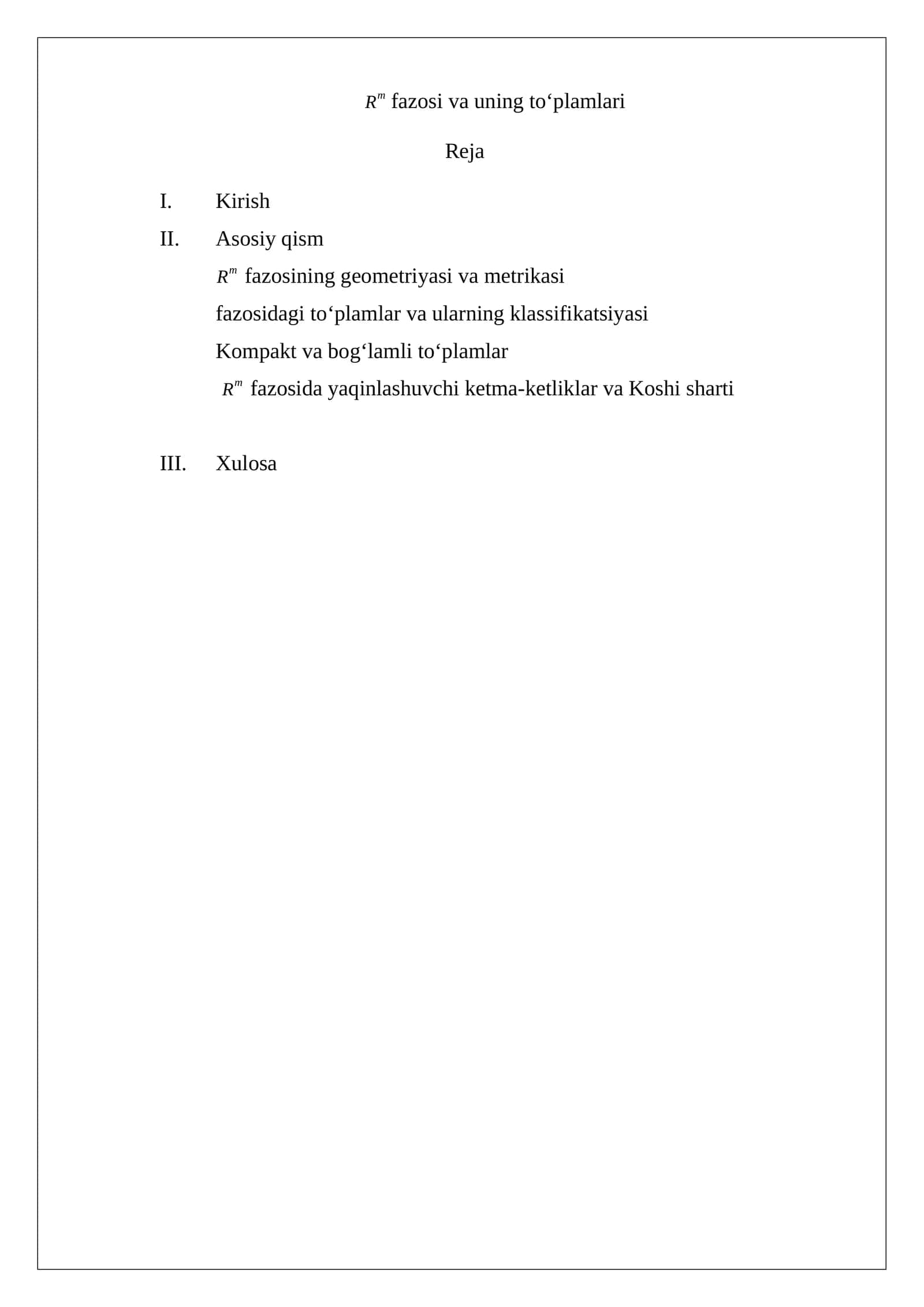 R^mR fazosi va uning to‘plamlari 1