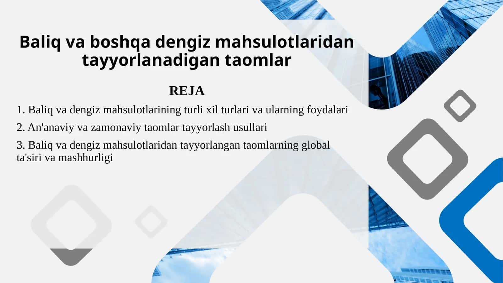 Baliq va boshqa dengiz mahsulotlaridan tayyorlanadigan taomlar 1