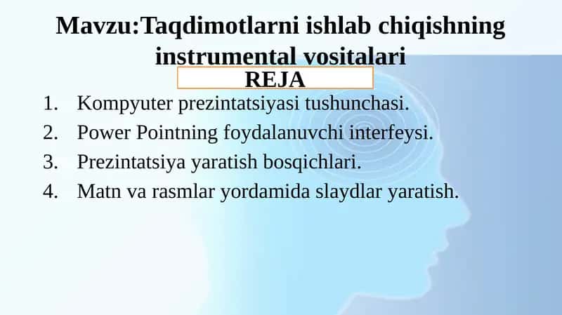Taqdimotlarni ishlab chiqishning instrumental vositalari 1