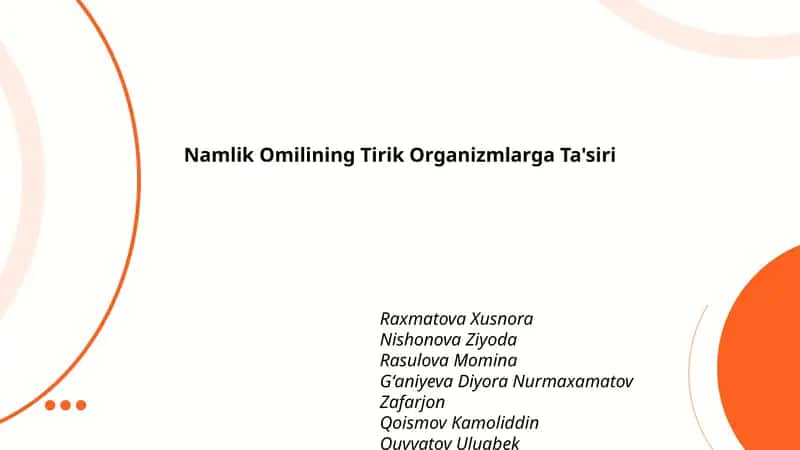 Namlik Omilining Tirik Organizmlarga Ta'siri 1