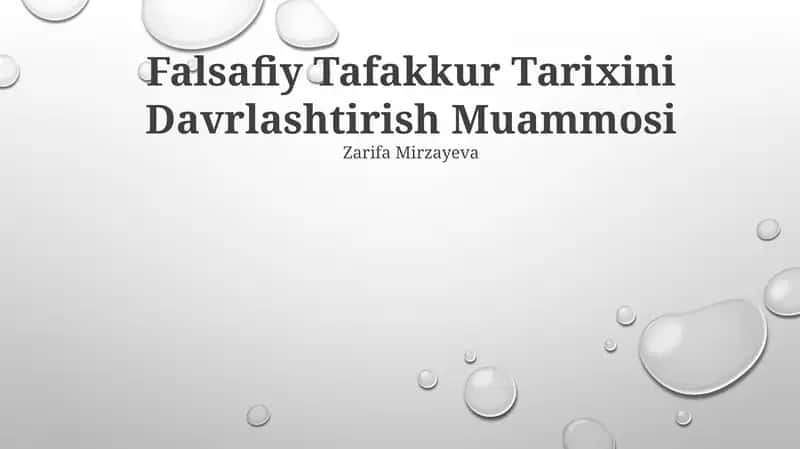 Falsafiy Tafakkur Tarixini Davrlashtirish Muammosi 1