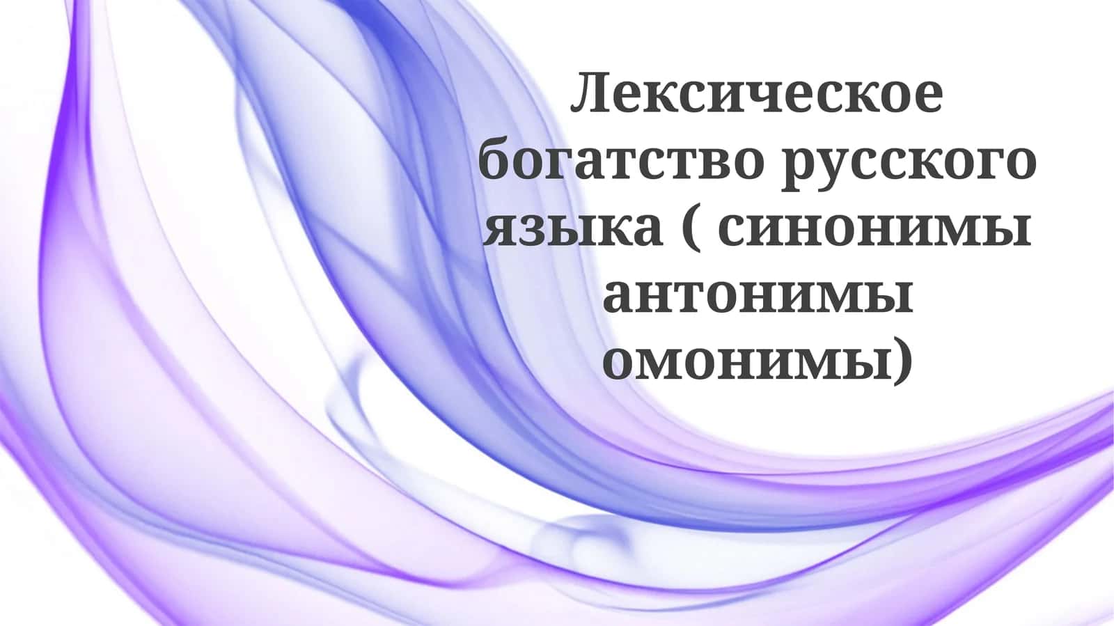 Лексическое богатство русского языка (синонимы, антонимы, омонимы) 1