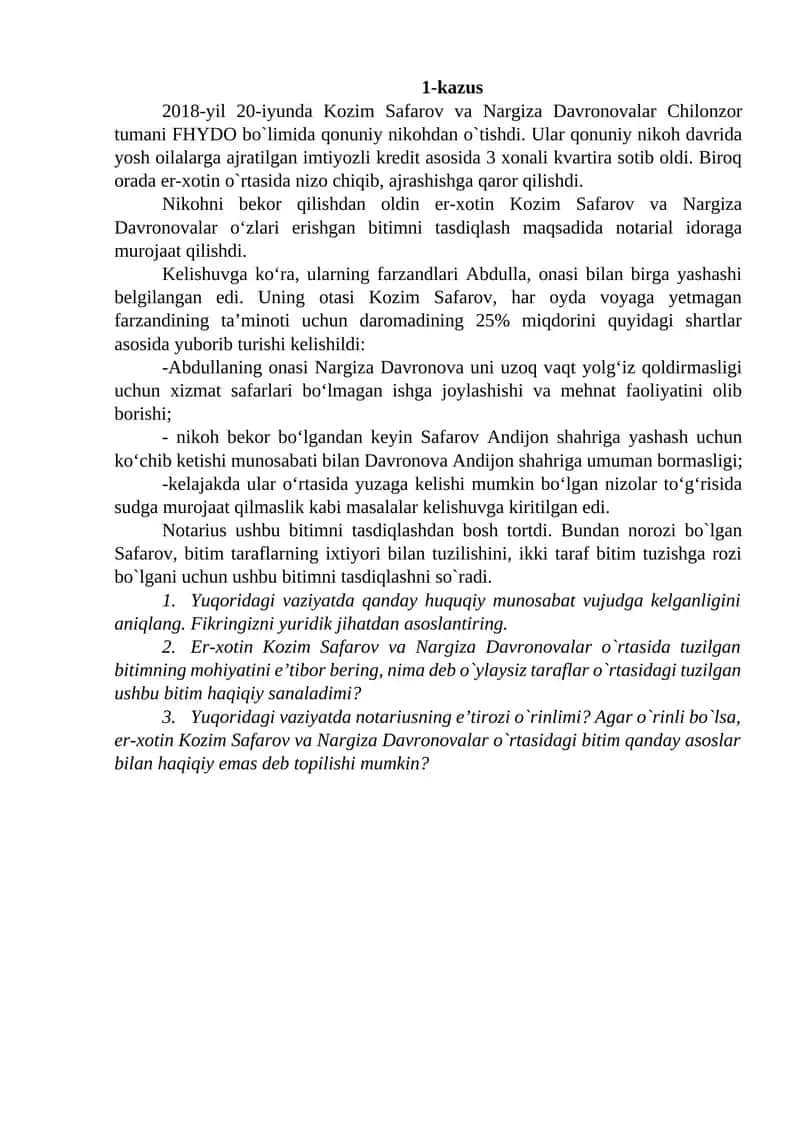 Nikohdagi huquqiy munosabatlar 1