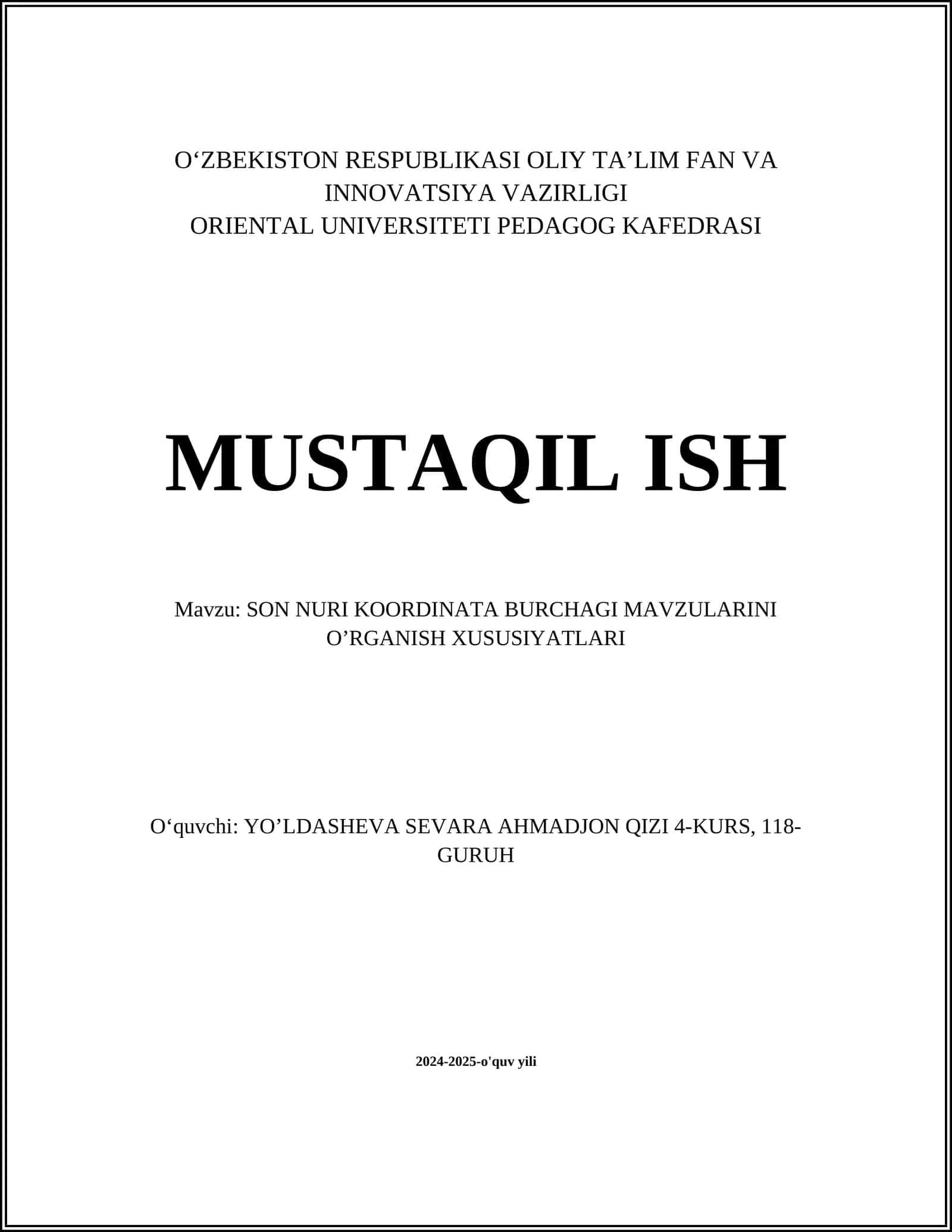 SON NURI KOORDINATA BURCHAGI MAVZULARINI OʼRGANISH XUSUSIYATLARI 1