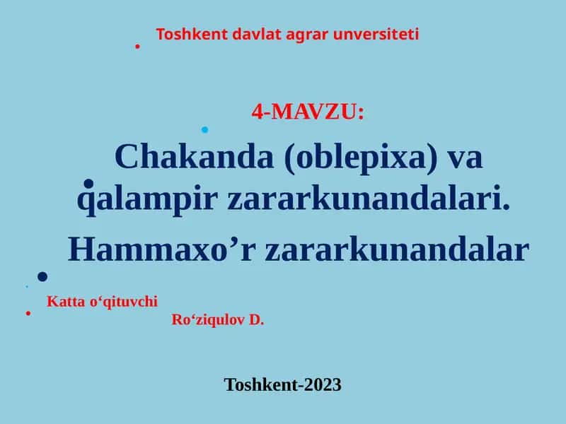Chakanda(oblepixa) va qalampir zararkunandalari 1