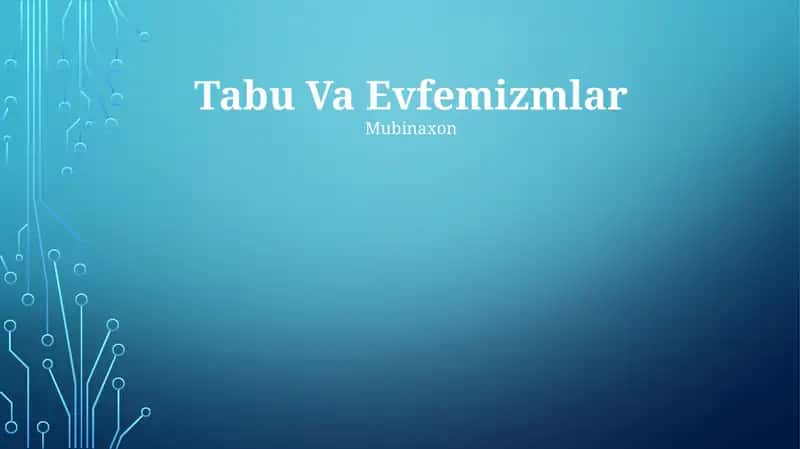 Tabu Va Evfemizmlar 1