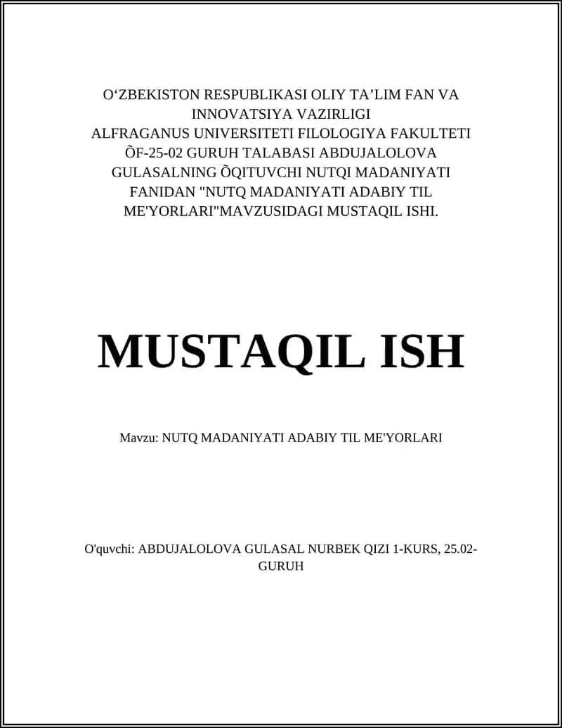 NUTQ MADANIYATI ADABIY TIL ME'YORLARI 1