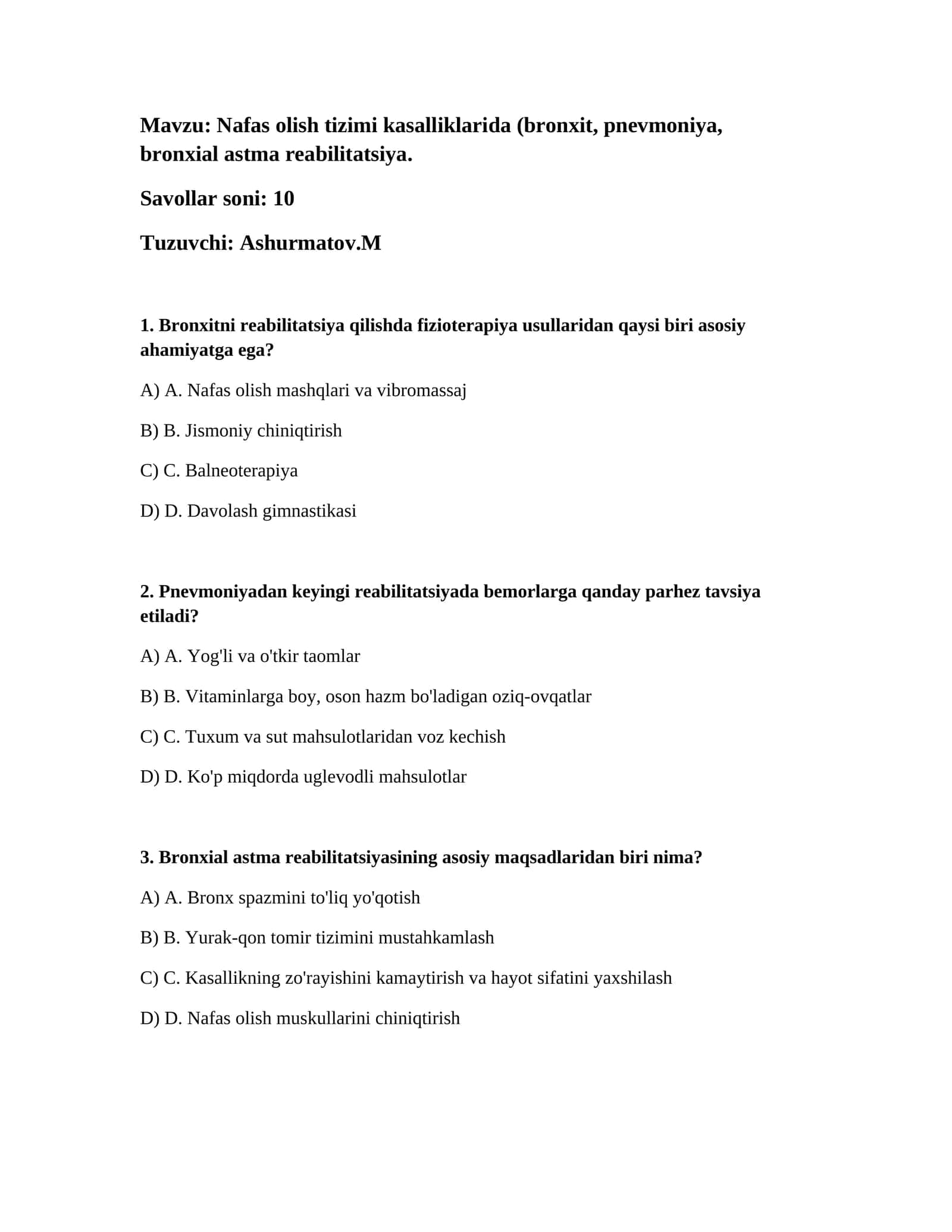 Nafas olish tizimi kasalliklarida (bronxit, pnevmoniya, bronxial astma reabilitatsiya) 1