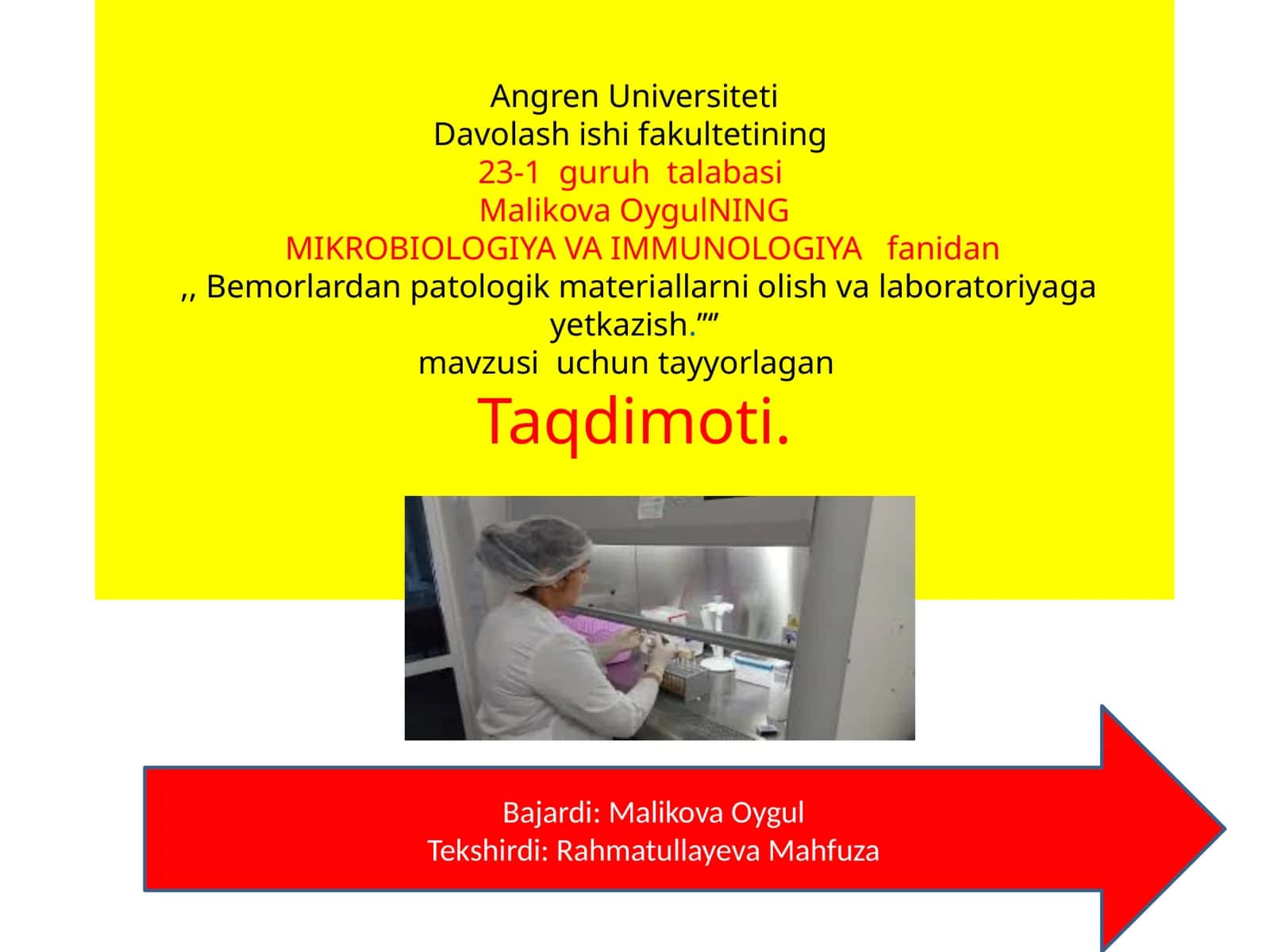 Mavzu: MIKROBIOLOGIYA VA IMMUNOLOGIYA 1