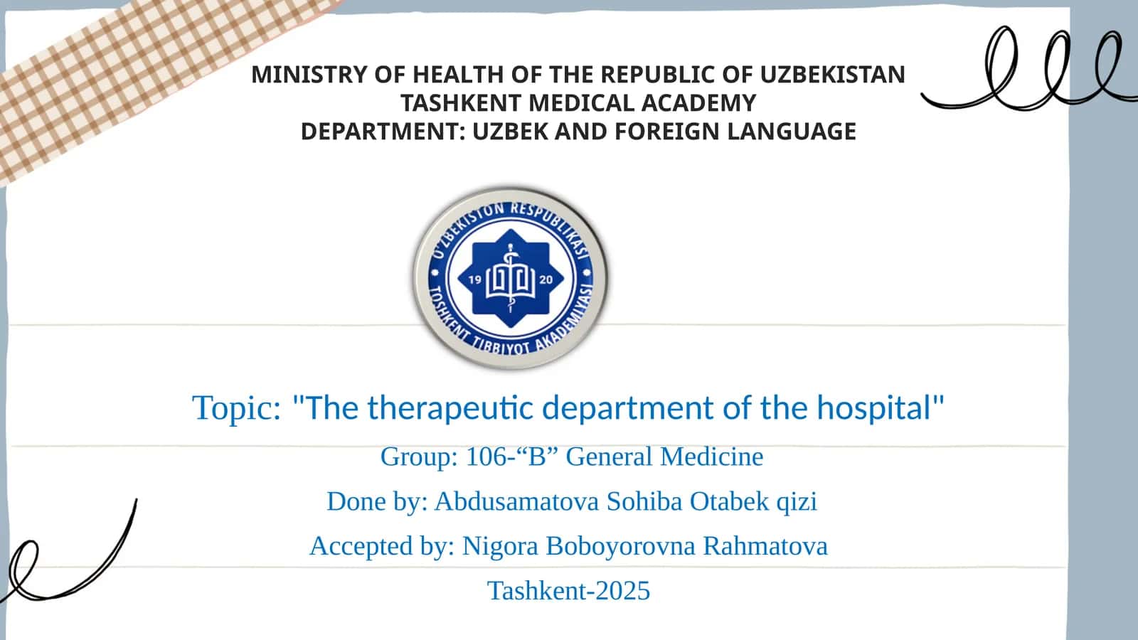 The therapeutic department of the hospital 1