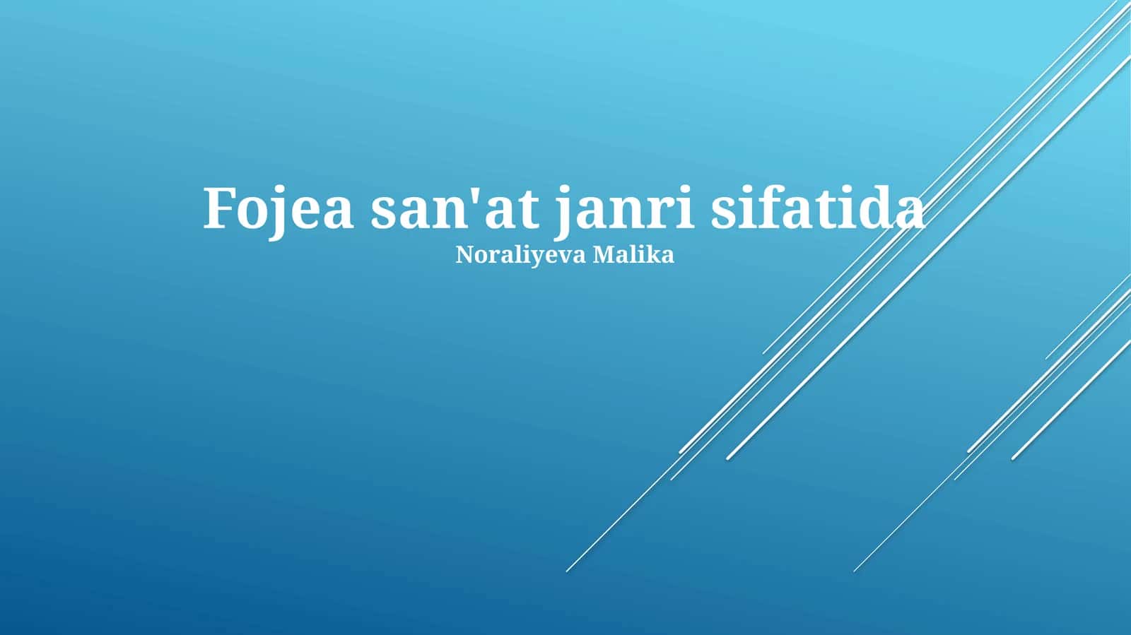 Fojea san'at janri sifatida 1