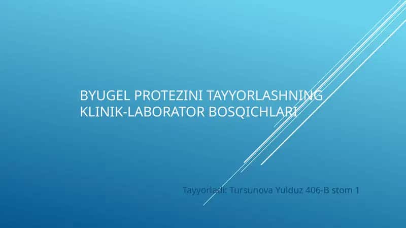 Byugel protezini tayyorlashning klinik-laborator bosqichlari 1