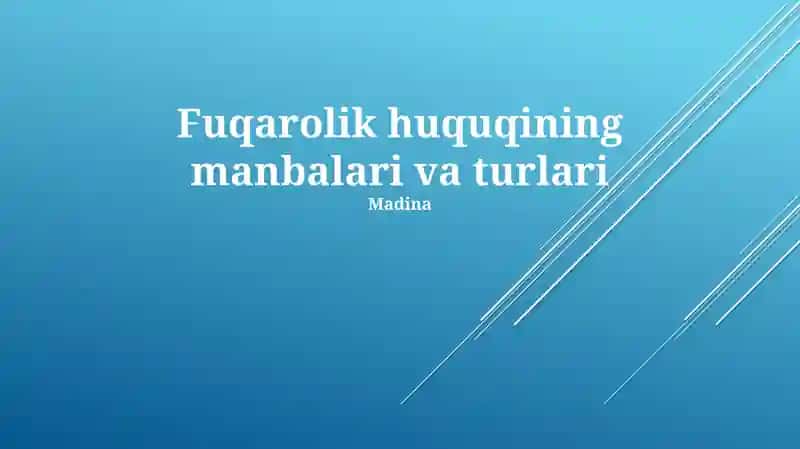 Fuqarolik huquqining manbalari va turlari