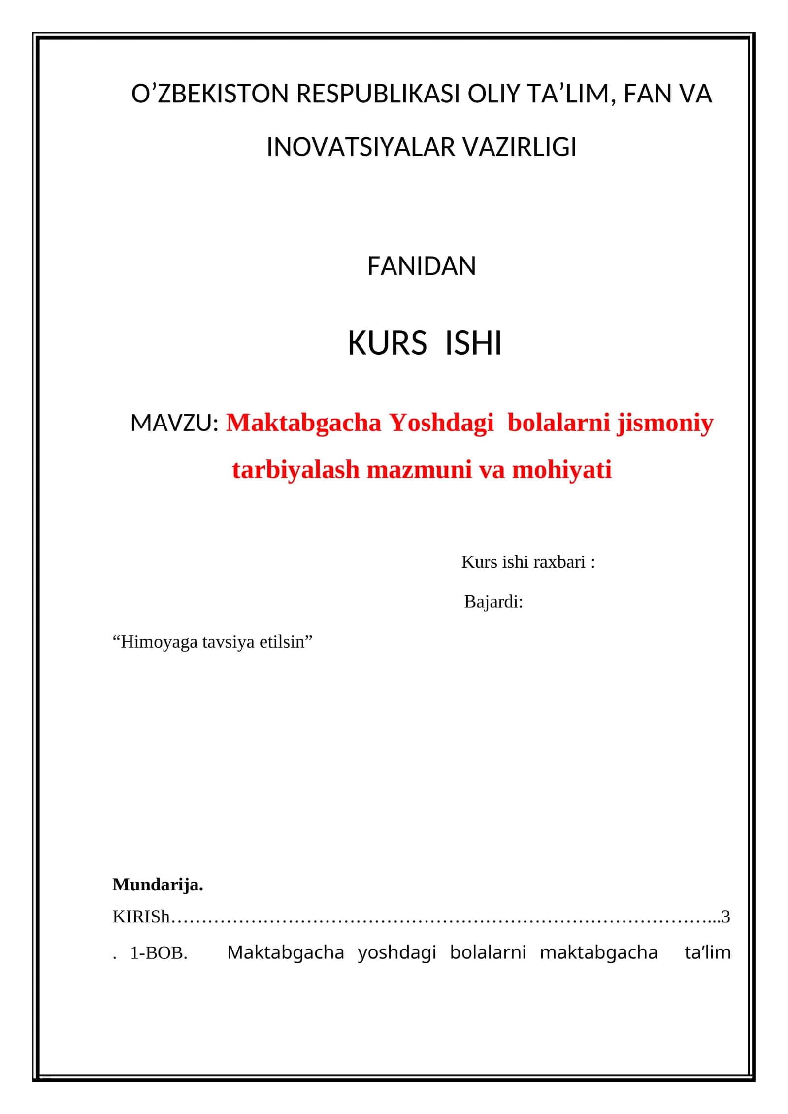 Maktabgacha Yoshdagi bolalarni jismoniy tarbiyalash mazmuni va mohiyati 1