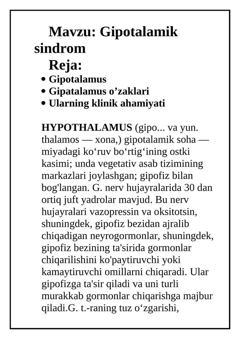 Gipotalamik sindrom 1