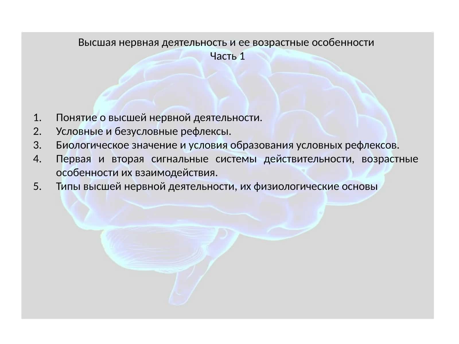 Высшая нервная деятельность и ее возрастные особенности 1