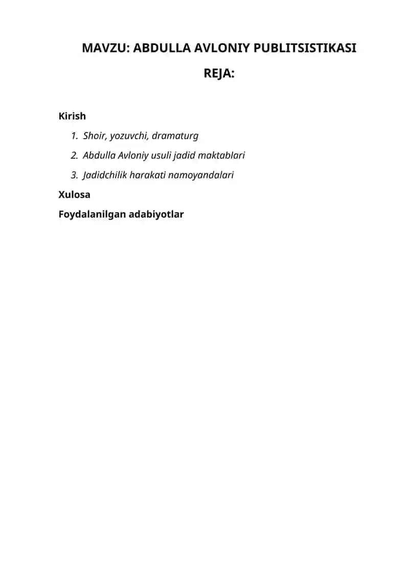 ABDULLA AVLONIY PUBLITSISTIKASI