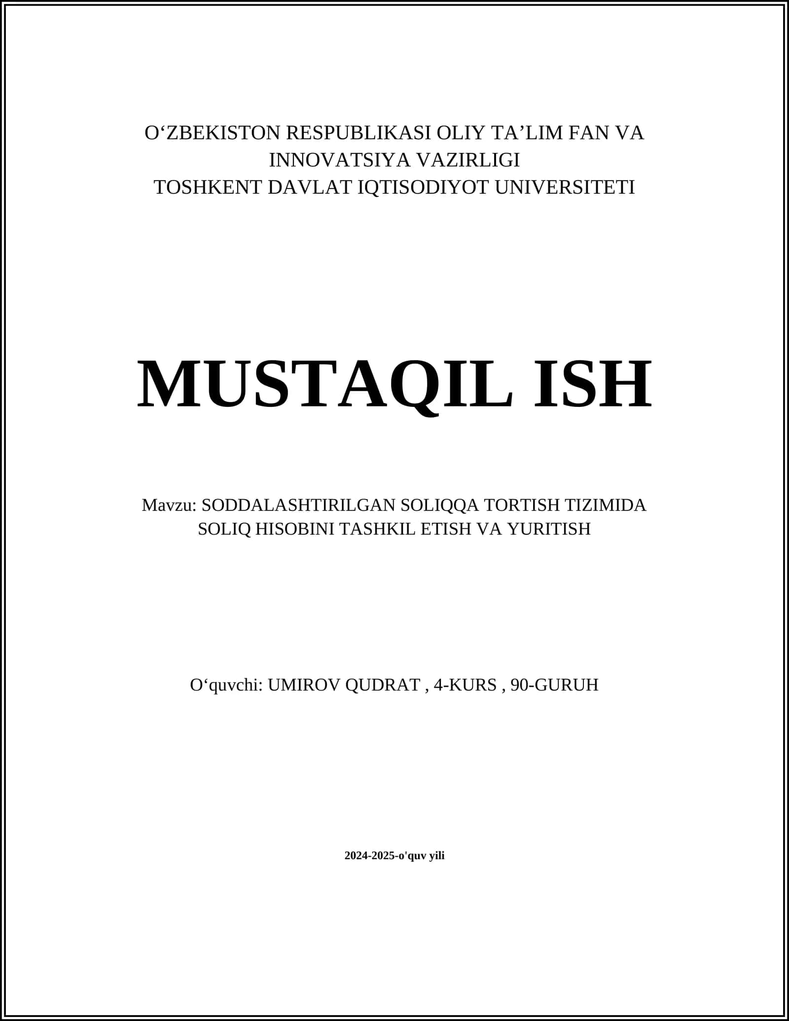SOLIQ HISOBINI AVTOMATLASHTIRISH TIZIMLARI 1