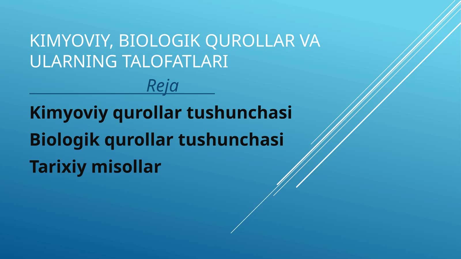 KIMYOVIY, BIOLOGIK QUROLLAR VA ULARNING TALOFATLARI 1