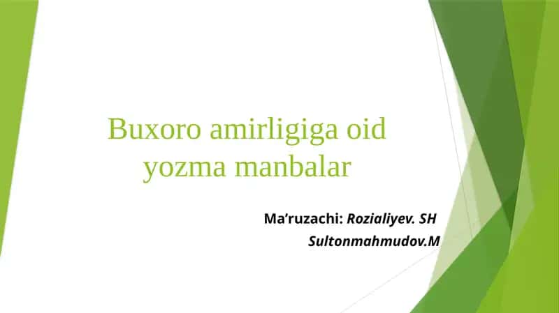 Buxoro amirligiga oid yozmalar 1