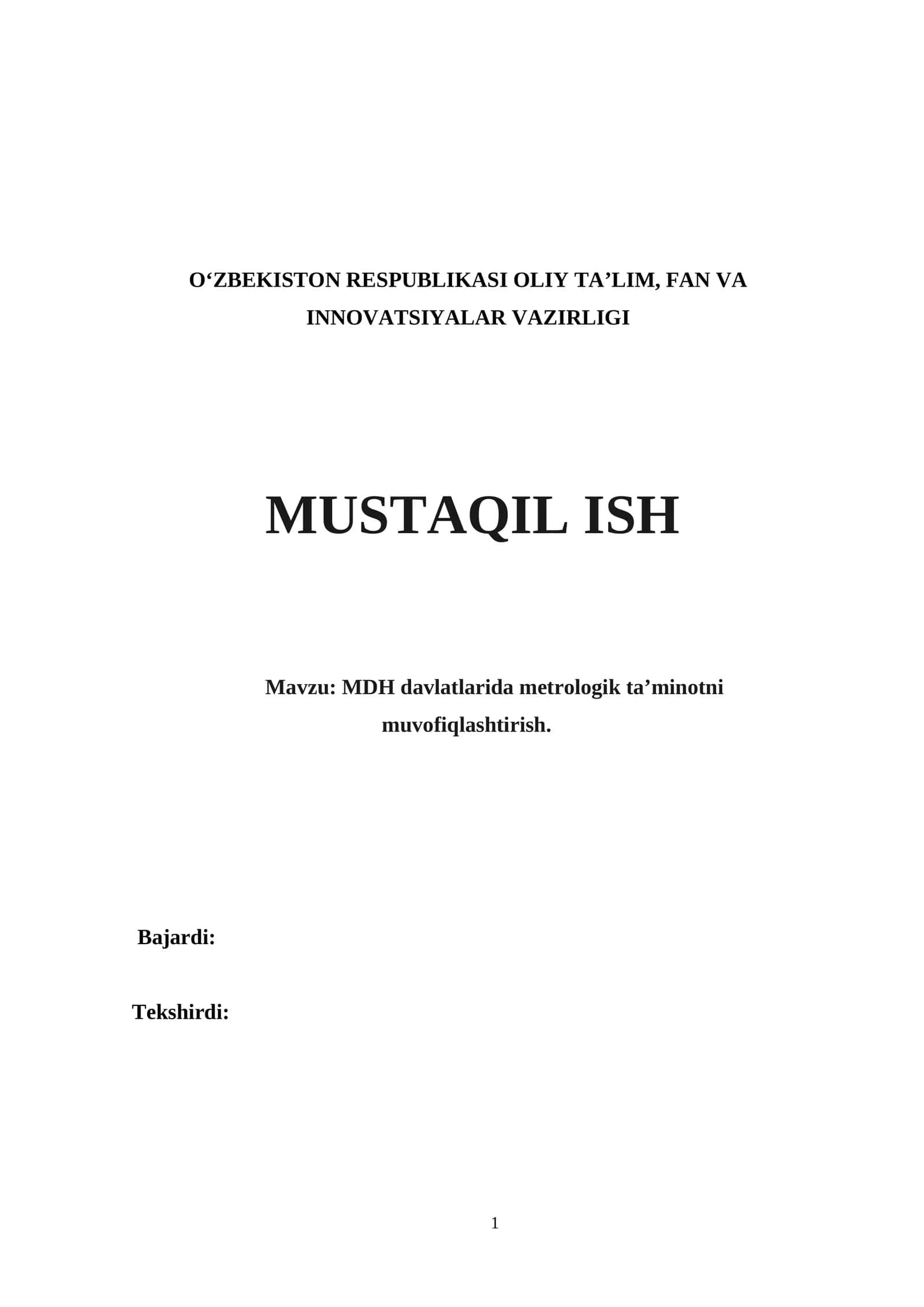 MDH davlatlarida metrologik taʼminotni muvofiqlashtirish 1