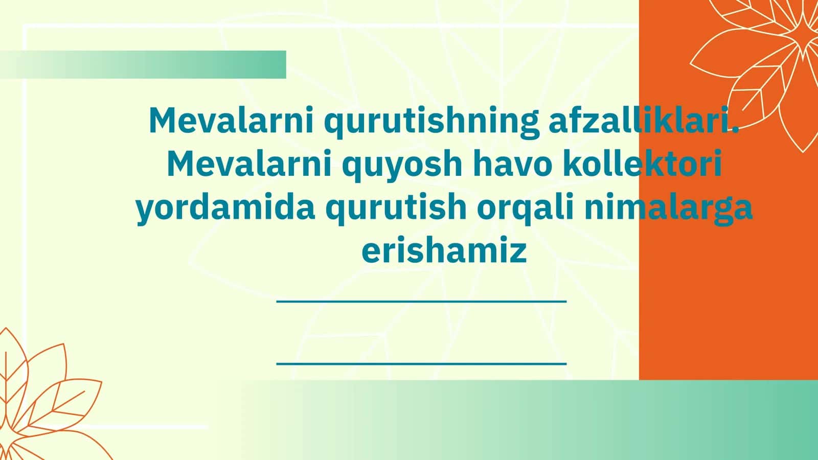Mevalarni qurutishning afzalliklari. Mevalarni quyosh havo kollektori yordamida qurutish orqali nimalarga erishamiz 1