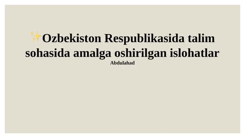 Ta'lim Islohotlari 1
