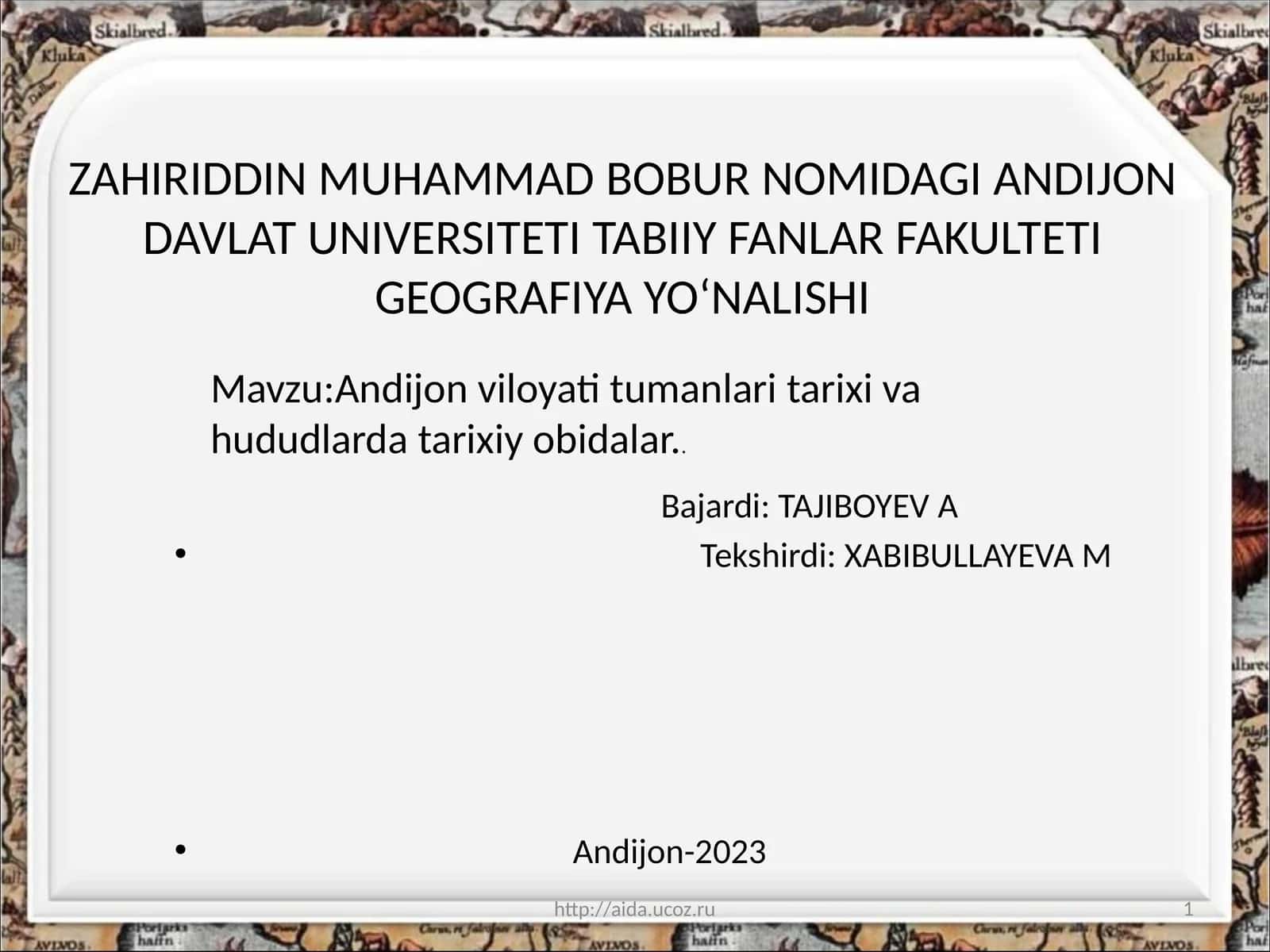 ANDIJONViloyati tumanlari tarixi va hududlarda tarixiy obidalar 1