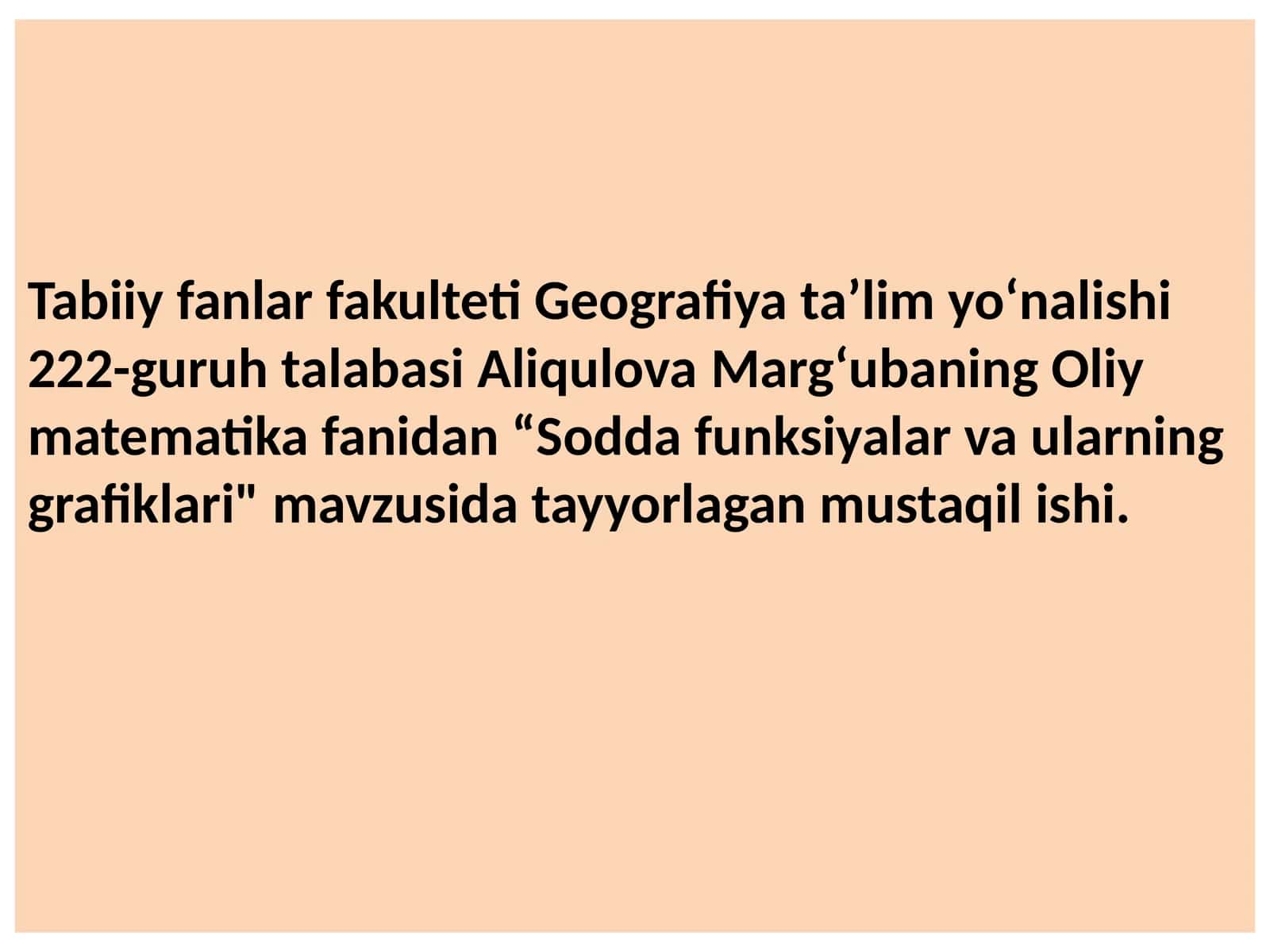 Sodda funksiyalar va ularning grafiklari 1