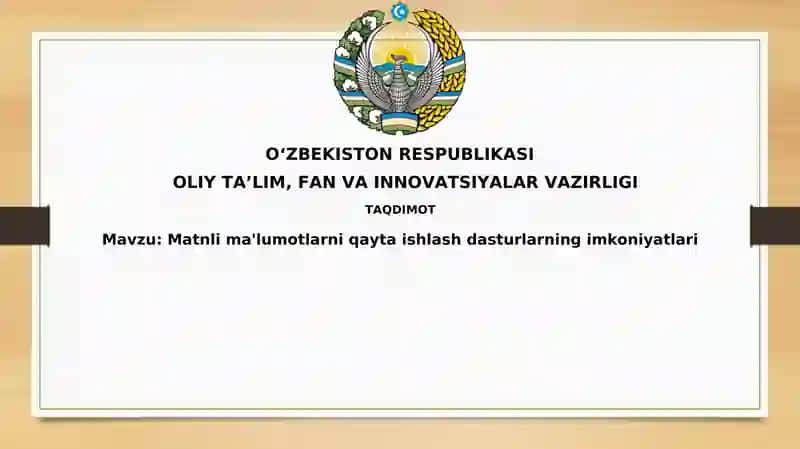 Matnlima'lumotlarniqaytaishlashdasturlarningimkoniyatlari