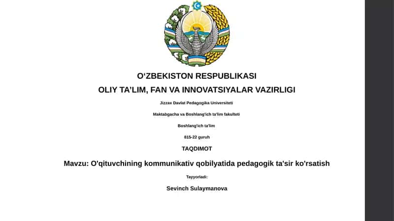 O'qituvchining kommunikativ qobilyatida pedagogik ta'sir ko'rsatish 1