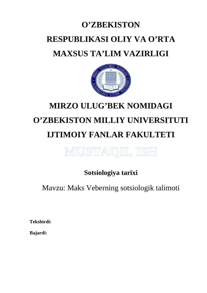 Maks Veberning sotsiologik talimoti 1