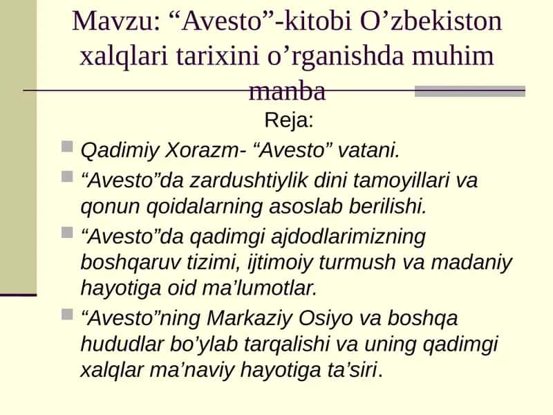 "Avesto" kitobi 1