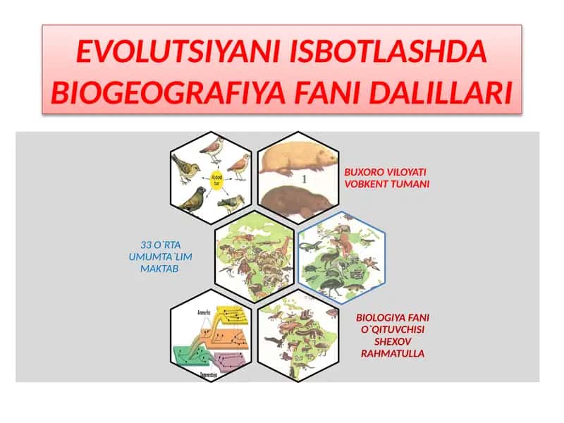 EVOLUTSIYANI ISBOTLASHDA BIOGEOGRAFIYA FANI DALILLARI 1