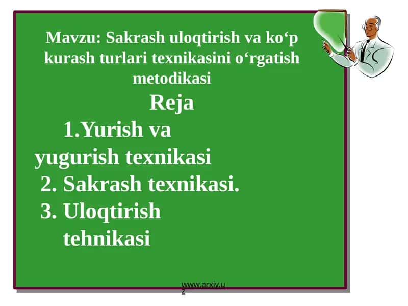 Sakrash uloqtirish va koʻp kurash turlari texnikasini oʻrgatish metodikasi 1