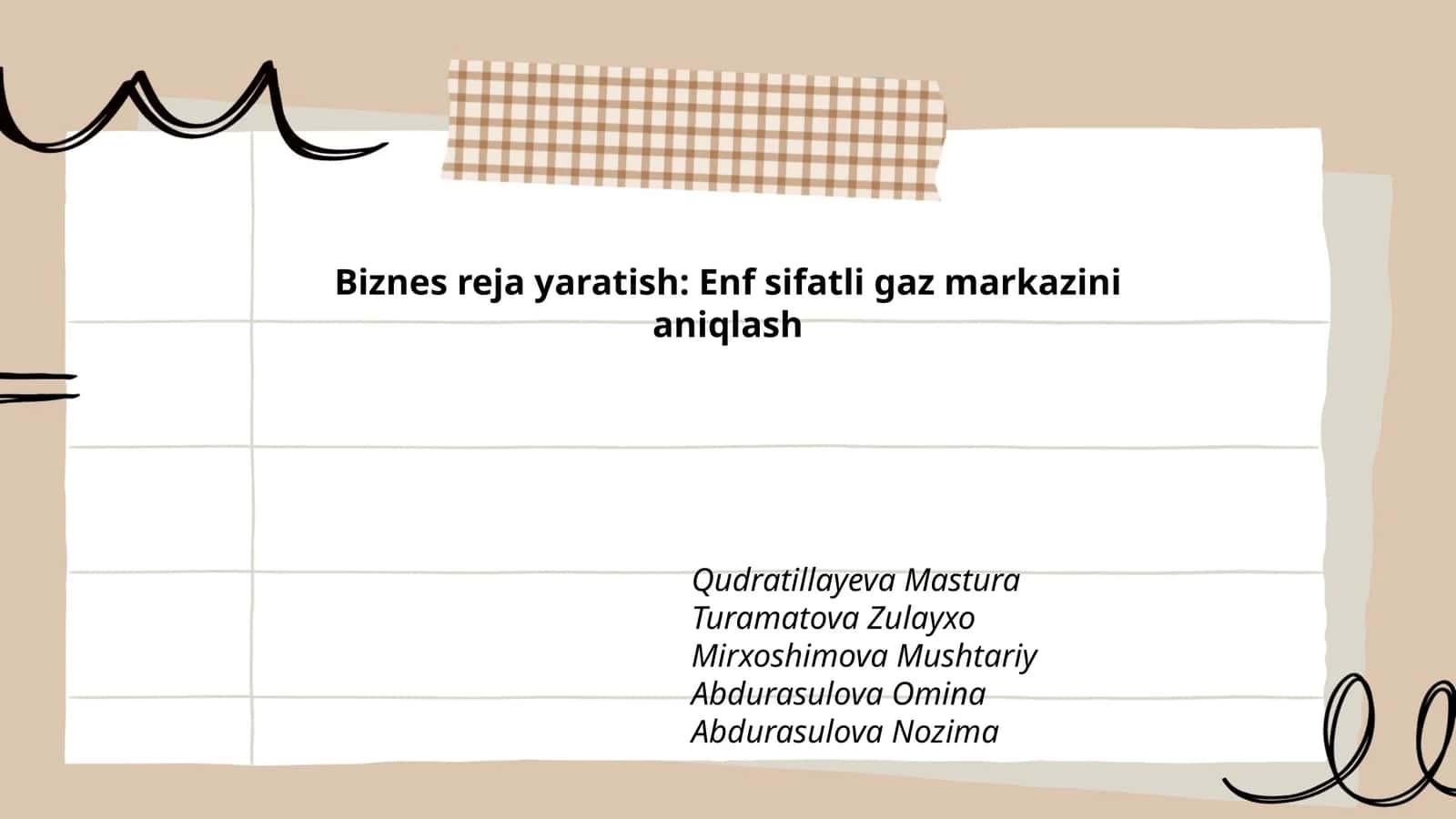 Biznes reja yaratish: Enf sifatli gaz markazini aniqlash 1