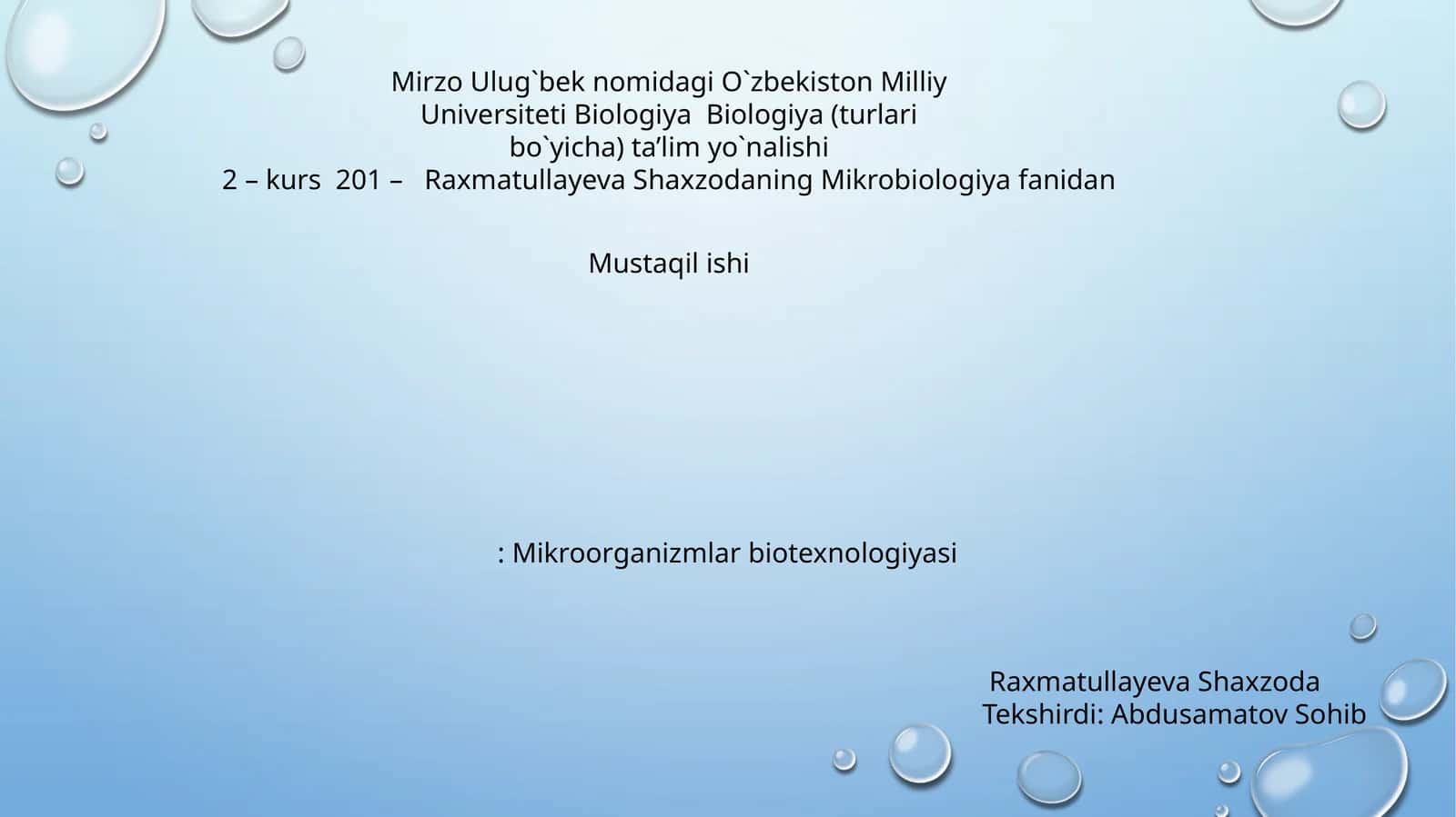 Mikrobbiotexnologiyasi 1
