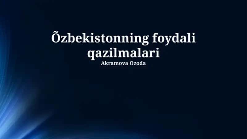 O'zbekistonning foydali qazilmalari 1