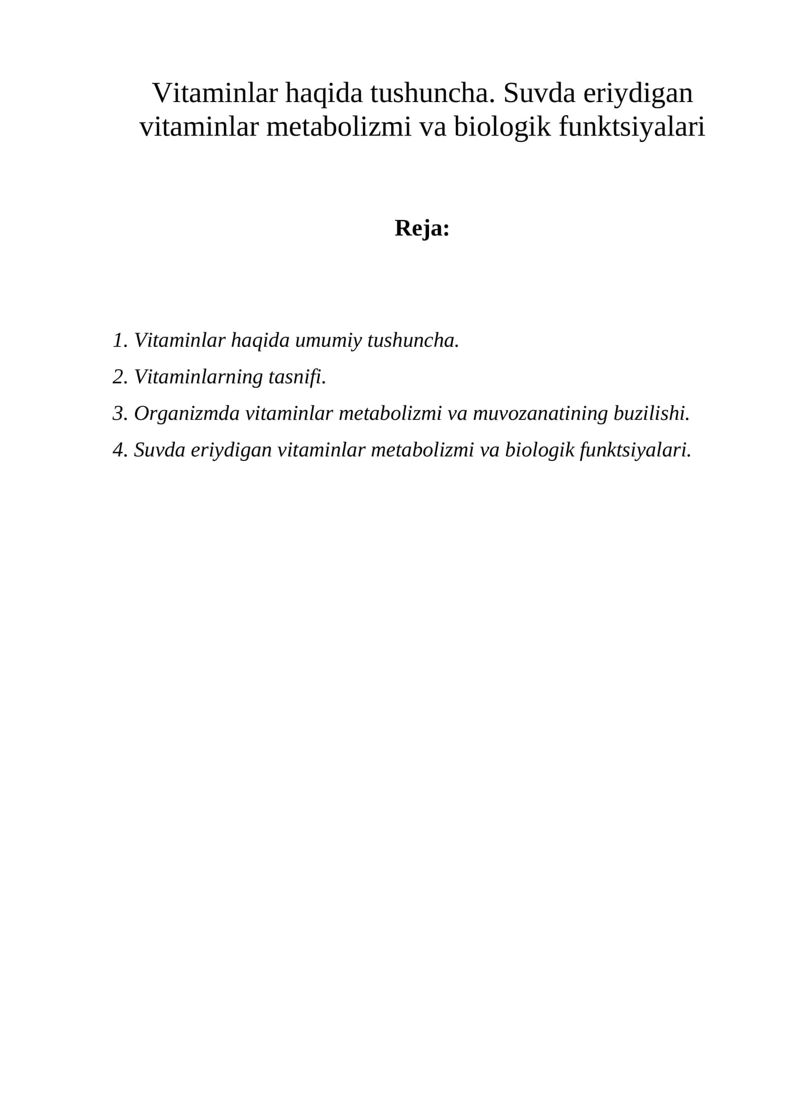 Vitaminlar haqida tushuncha 1