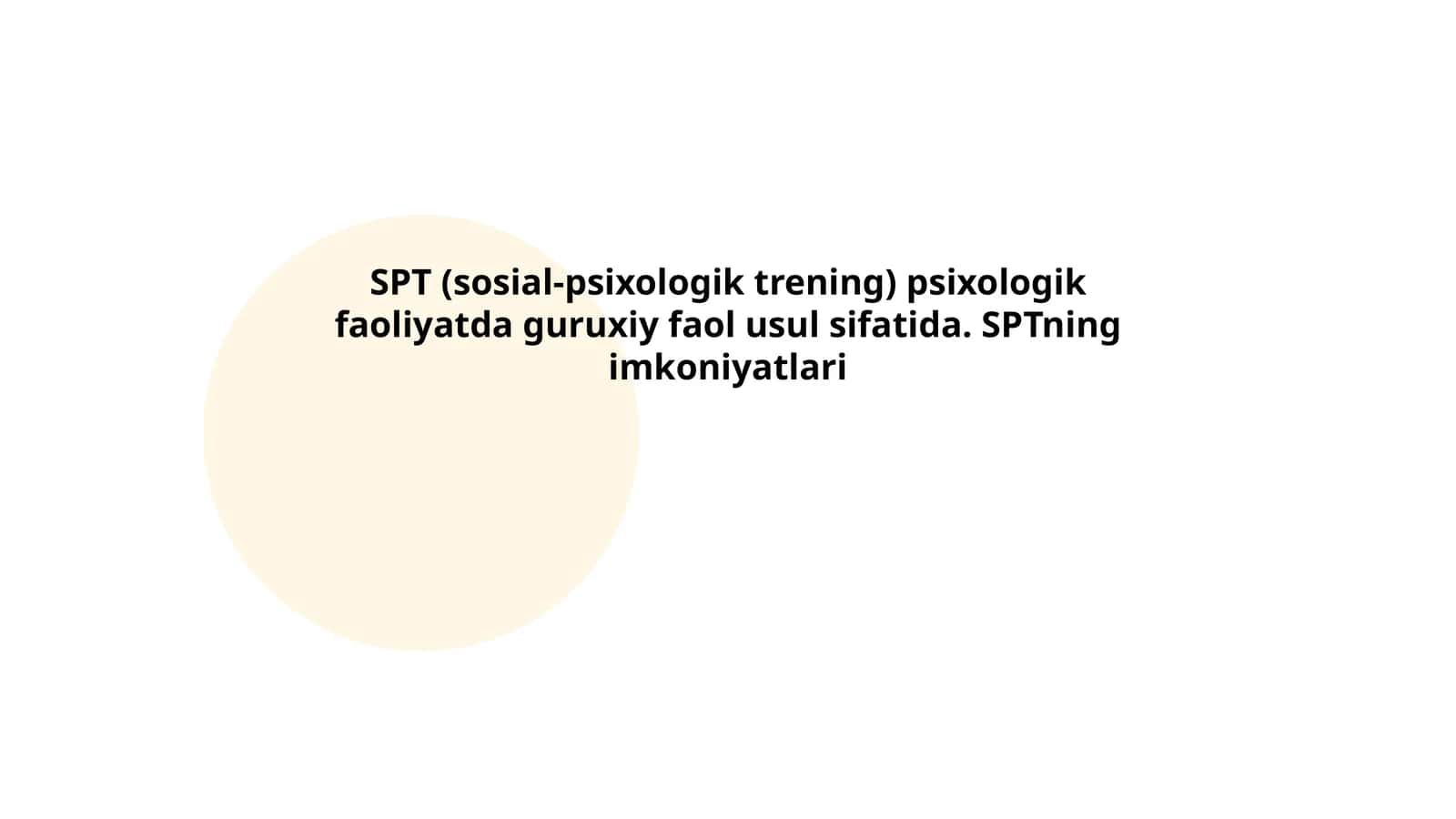 SPT (sosial-psixologik trening) 1