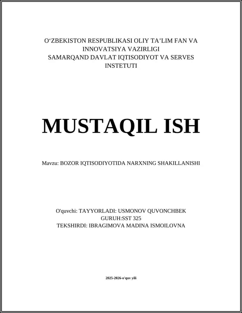 BOZOR IQTISODIYOTIDA NARXNING SHAKILLANISHI 1