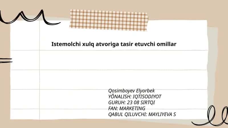 Madaniyat va submadaniyatning iste'molchi xulq-atvoriga ta'siri 1