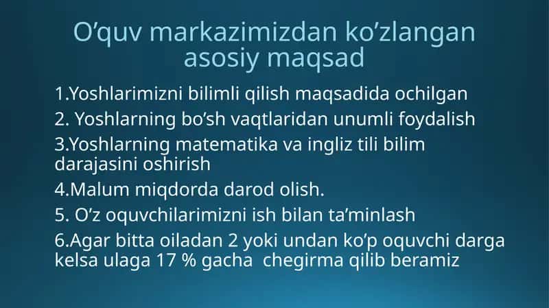 O'quv markazi loyiha 1