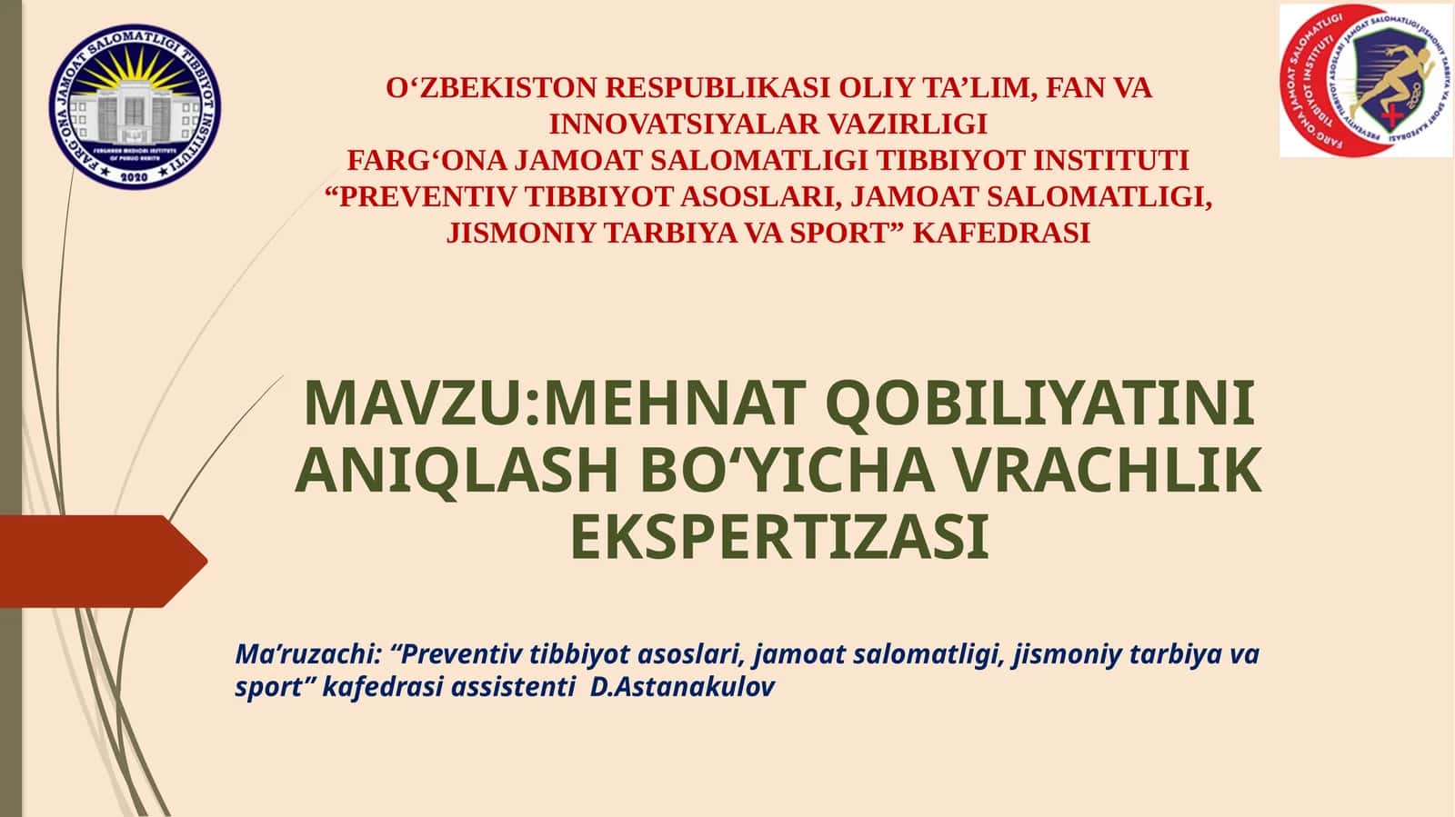 MEHNAT QOBILIYATINI ANIQLASH BO‘YICHA VRACHLIK EKSPERTIZASI 1