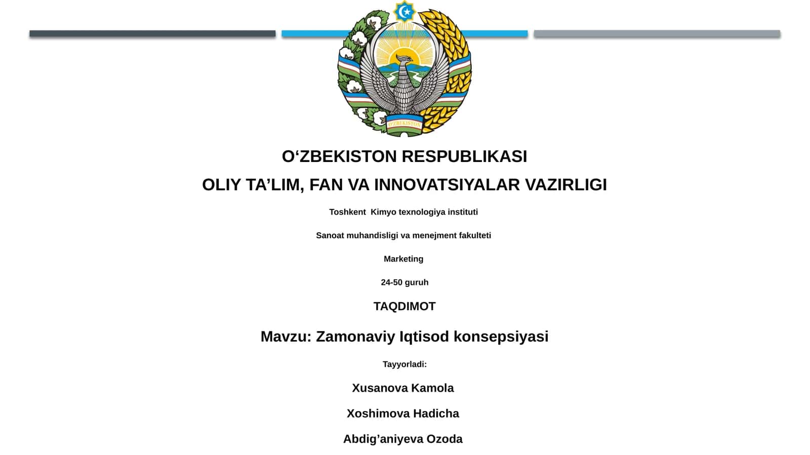Zamonaviy Iqtisod konsepsiyasi 1