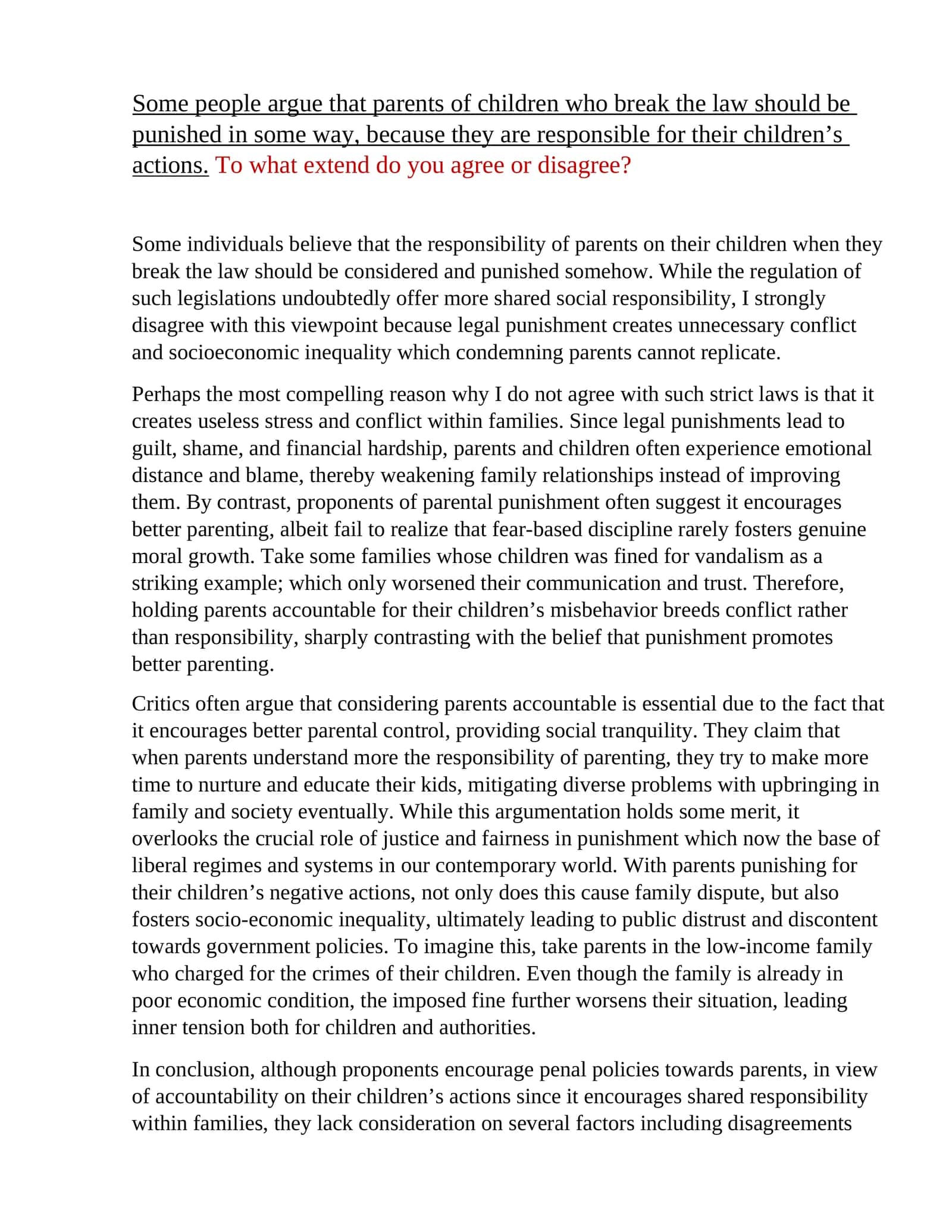 Parents' Responsibility for Children Breaking the Law 1