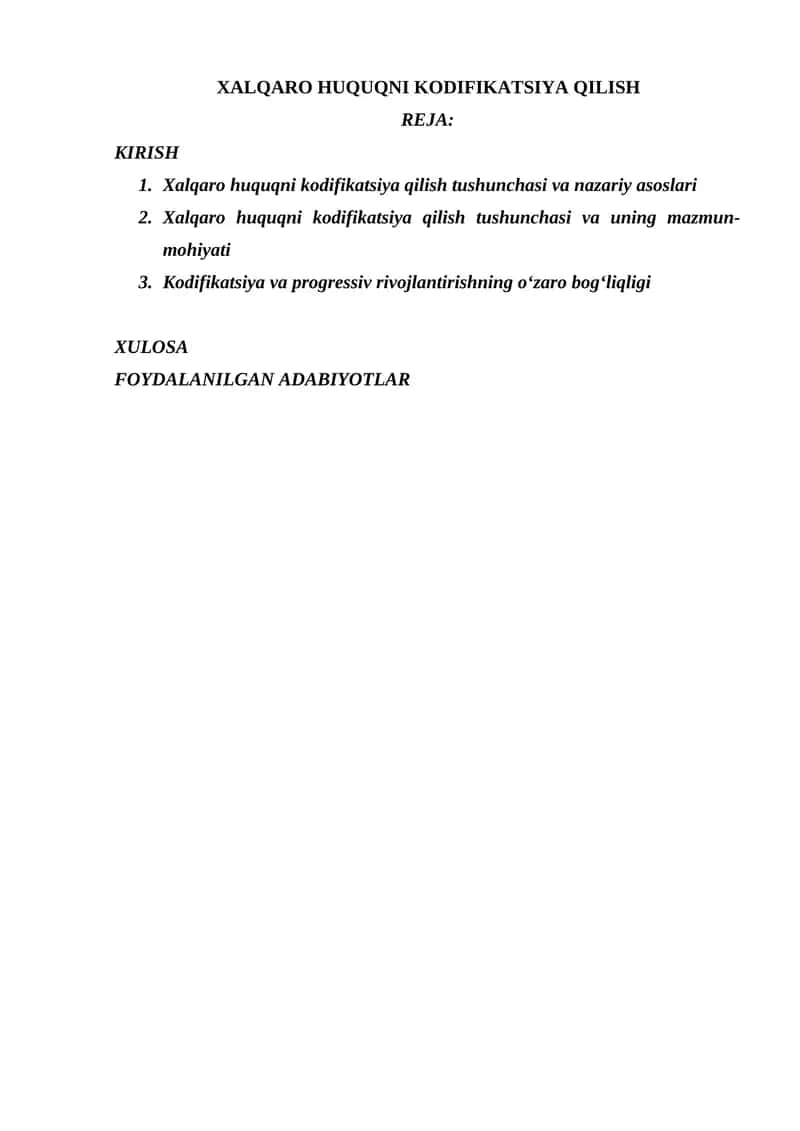 XALQARO HUQUQNI KODIFIKATSIYA QILISH 1