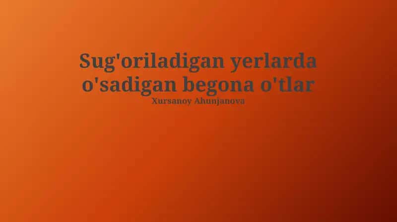Sug'oriladigan yerlarda o'sadigan begona o'tlar 1
