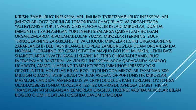 Zamburug'li infeksiyalarning umumiy tarifi 1